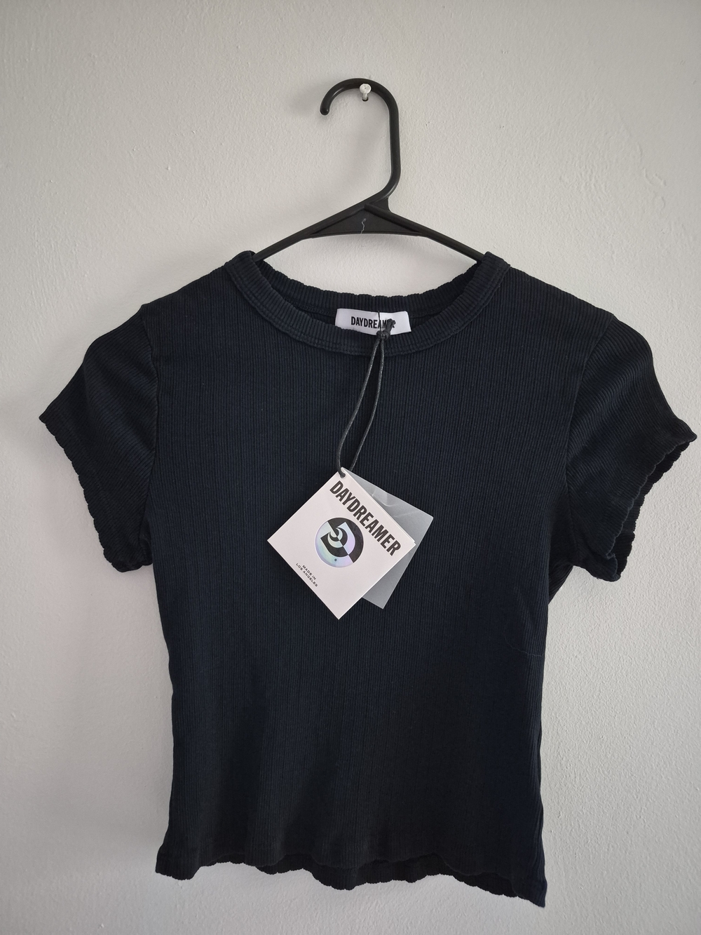 NWT Daydreamer Black Ribbed Short Sleeve Tee